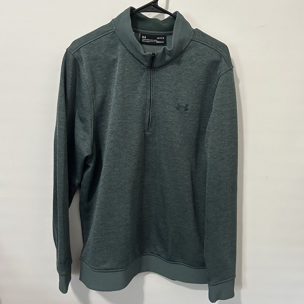 Under Armour Loose Cold Gear Mens Large Green Performance Quarter Zip Athleisure